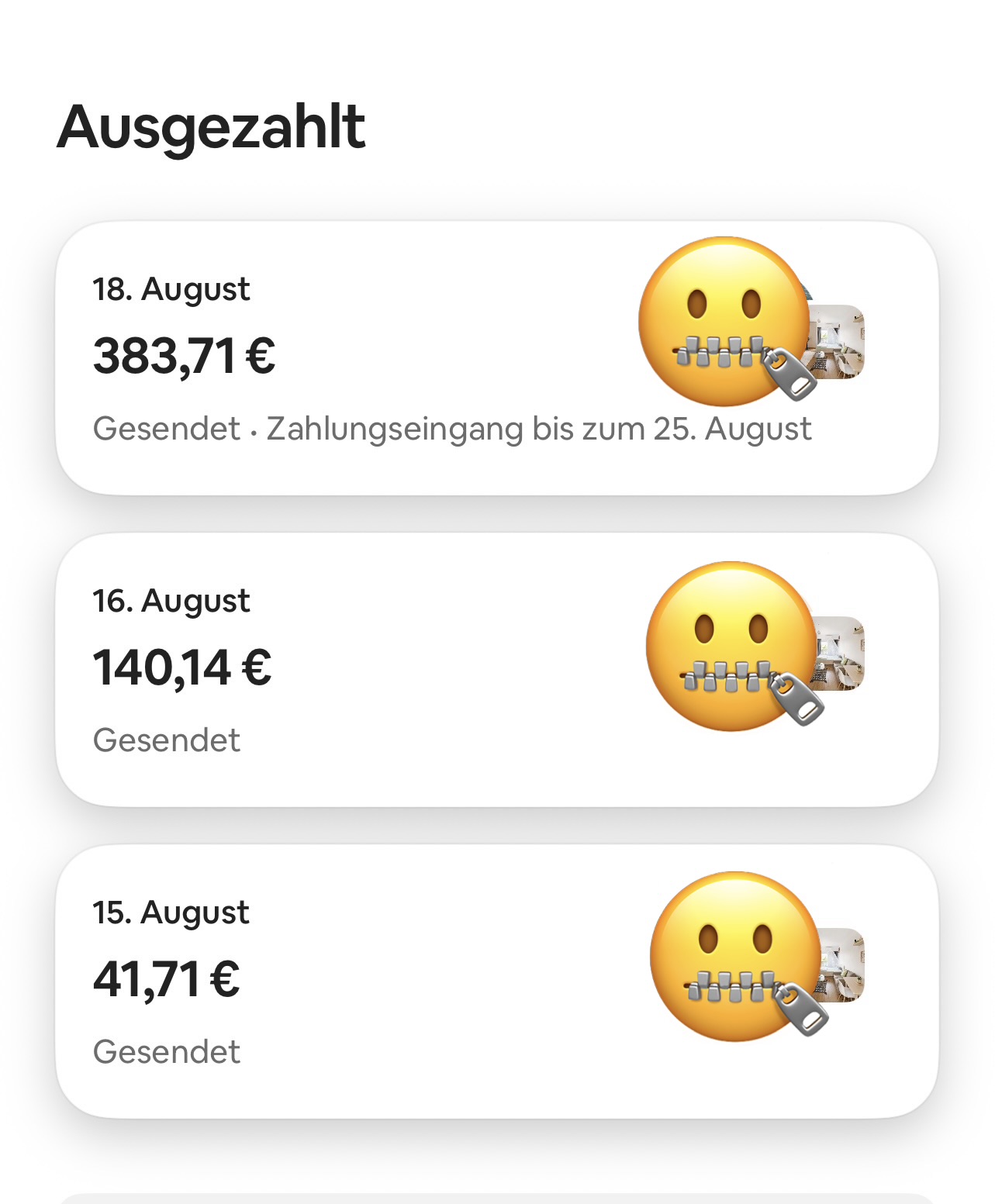 Meine Auszahlungen im August 2026